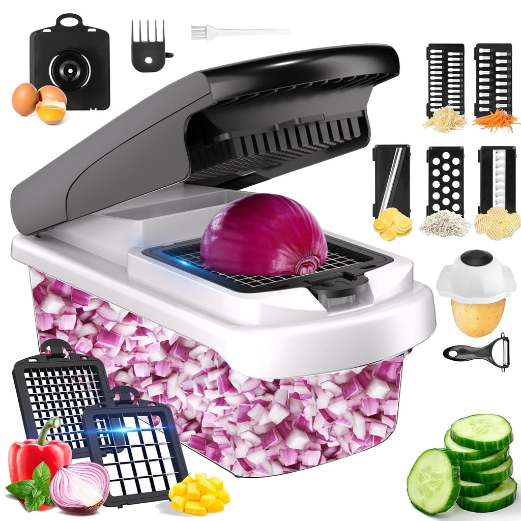 Aonhom Vegetable Chopper Food Slicer, 15 in 1 Multi-Function Food Chopper for Onion, Veggie, Cheese Grater, Vegetable...