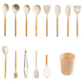Mainstays Silicone & Bamboo Cooking Utensil Set, 14 Pieces